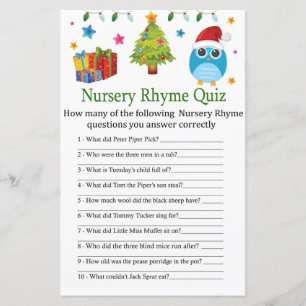 Cute Owsery Rhyme Quiz baby shower