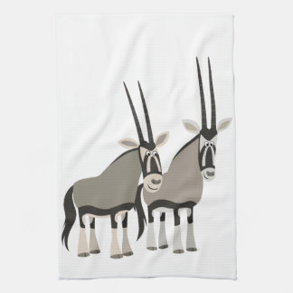Cute paire de caricatures Oryxes Serviette de cuis
