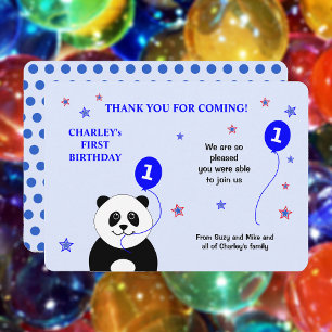 Cute panda 1ère fête d'anniversaire bleu carte de 