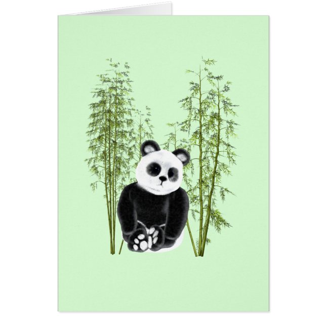 Cute Panda assise sur une carte en bambou (Devant)