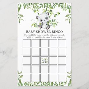 Cute Panda Bear Baby shower de verdure Bingo Jeu