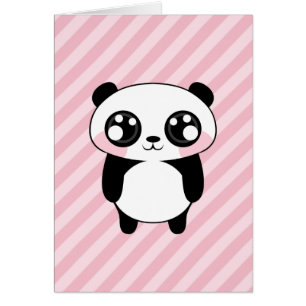 Cute Panda Bear Pink Stripes Arrière - plan