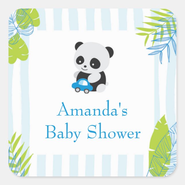 Cute Panda Boy Baby shower Favoriser Stickers Cade (Devant)