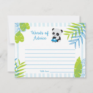 Cute Panda Boy Baby shower Mots de cartes de conse