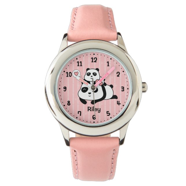 Cute Panda Cub et maman Enfants Montre personnalis (devant)