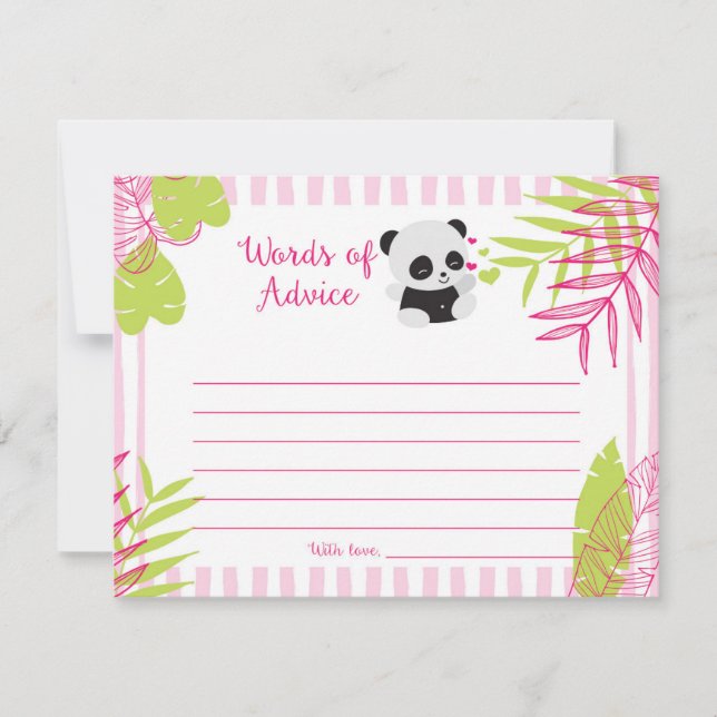 Cute Panda fille Baby shower Mots de cartes de con (Devant)