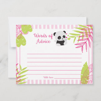 Cute Panda fille Baby shower Mots de cartes de con
