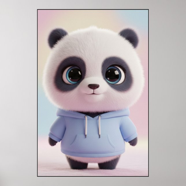 Cute Panda Hoodie – Kawaii Panda Poster Art (Devant)