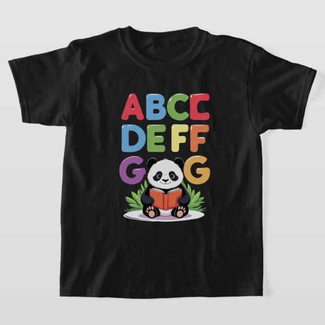 Cute Panda Lecture - Colorful ABCD FG T-Shirt (Poser)