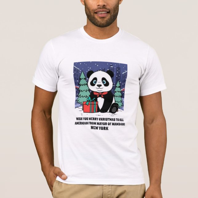 Cute Panda Merry Christmas T-Shirt | New York Holi (Devant)