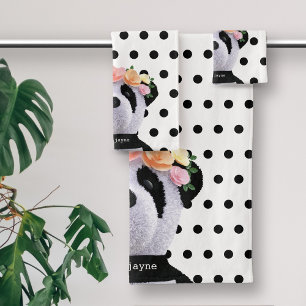 Cute Panda Ours Animal Noir et Blanc Polka Dot
