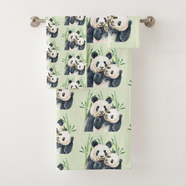 Cute Panda Ours Cuddin Motif d'aquarelle (En situation)