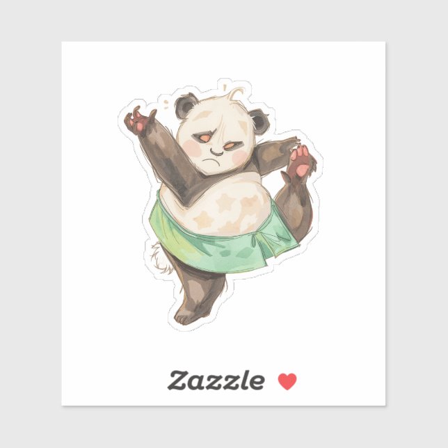 Cute Panda Scrapbook Sticker | Ballet Cartoon (Feuille)