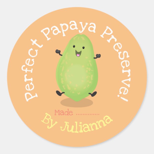 Cute papaya préserve dessin étiquette (Devant)