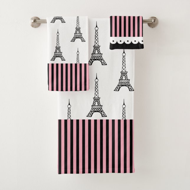 Cute Paris Tour Eiffel Serviettes de bain Set Cade (En situation)