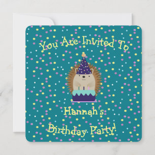 Cute Party Hedgehog Anniversaire Fête Invitation