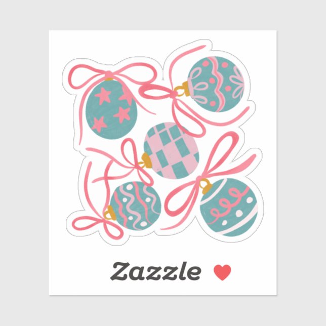 Cute Pastel Christmas Ornament Sticker (Feuille)