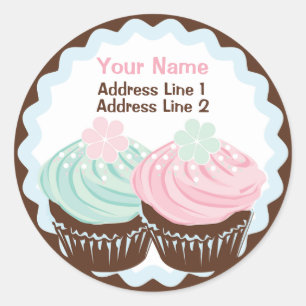 Cute Pastel Frosted Cupcake Étiquette de adresse