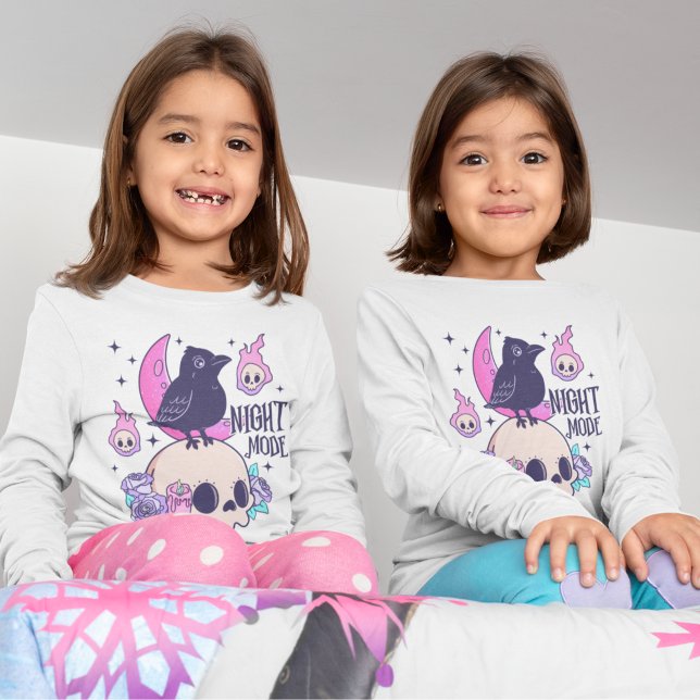 Cute Pastel Halloween Crâne et Crow manches longue (Créateur téléchargé)