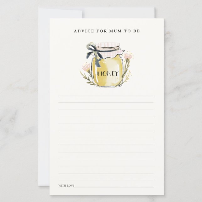 Cute Pastel Honey Jar Advice For Mum Baby Shower (Devant)