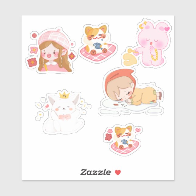 Cute Pastel Kawaii Stickers (Feuille)