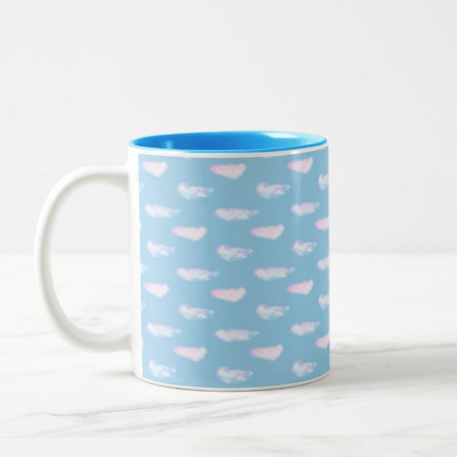 Cute Pastel Nuages Deux Tons De Mug De Café (Gauche)