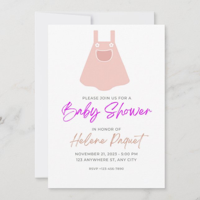 Cute Pastel Robe de Bébé Baby shower Invitation (Devant)