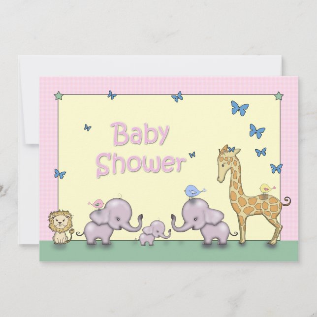 Cute Pastel Safari Baby shower animal Invitations (Devant)