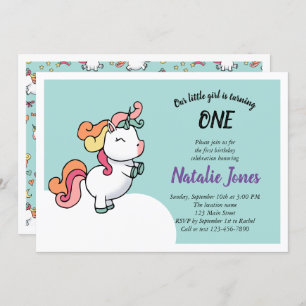 Cute pastel unicorn 1ère invitation