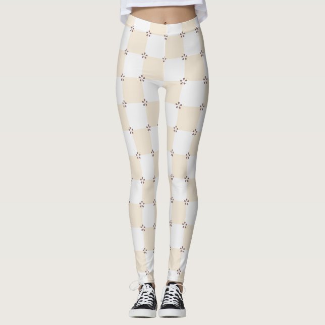 Cute Pastel Vérifié Leggings Floraux (Devant)
