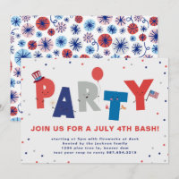 Cute Patriotique Juillet 4 Party Invitation