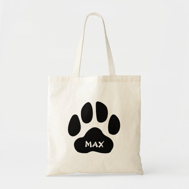 Cute Paw Print Tote Bag With Name (Devant)