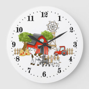 Cute Pays Grange animaux Grande Horloge