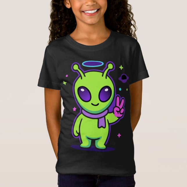 Cute Peace Alien Kawaii Space Alien T-Shirt Desi (Devant)