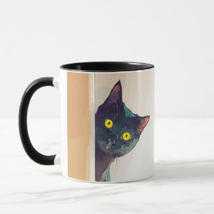 Cute Peeking Cat Design Café Mug