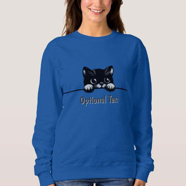 Cute Peeking Cat Design Sweatshirt (Devant)