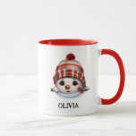 Cute Peeking Girl Snowman Christmas Coffee Mug<br><div class="desc">Un joli Snowman avec une tasse à café de Noël à visage girly et un nom personnalisable. Un cadeau idéal pour la famille et les amis. Merci de votre visite. Visitez notre magasin pour plus d'articles!</div>