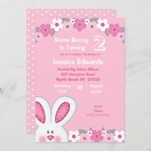 Cute Peeking Lapin Lapin 2e Invitation anniversair