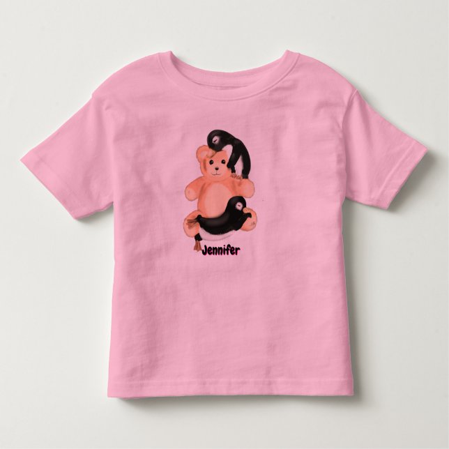 Cute penguin and bear t-shirt design for toddlers (Devant)