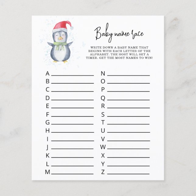 Cute Penguin - Baby name race jeu (Devant)