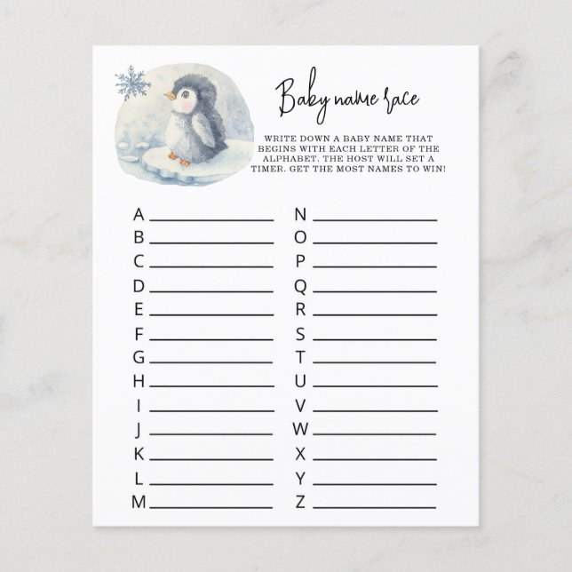 Cute Penguin - Baby name race jeu (Devant)