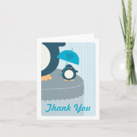 Cute Penguin Boy Blue Merci Carte Note