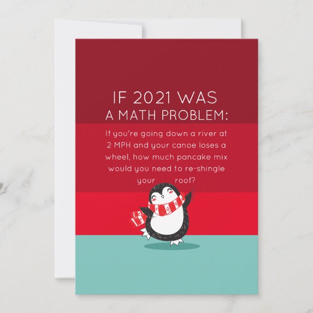 Cute Penguin Funny 2024 Math Devis Carte de vacanc (Devant)