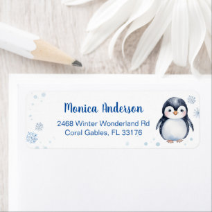Cute Penguin hiver Étiquette personnalisé