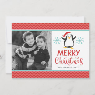 Cute Penguin Joyeux Carte photo de Noël