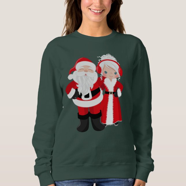 Cute Père Noël et Mme Claus sweatshirt de vacances (Devant)