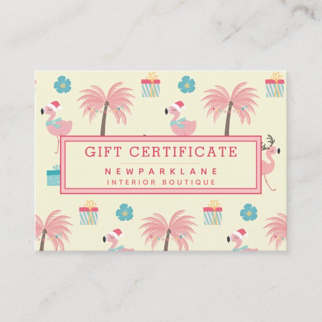 Cute Père Noël Flamant rose - Certificat cadeau de (Devant)