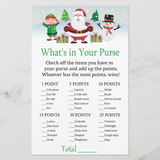 Cute Père Noël Qu'y a-t-il dans votre sac à main (Devant)