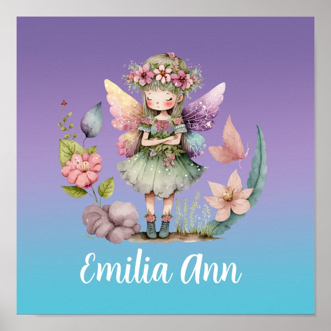 Cute personalized fairy poster print (Devant)