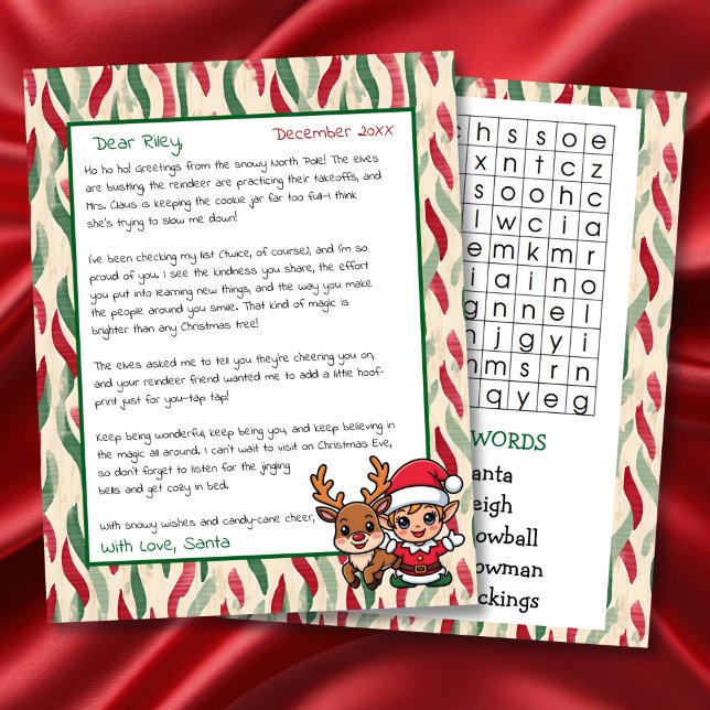 Cute Personalized Letter from Santa | Word Search (Créateur téléchargé)